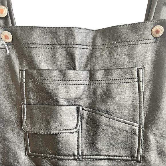 NWT BLACK FAUX LEATHER SHORTS OVERALLS / ROMPER - Picture 5 of 11